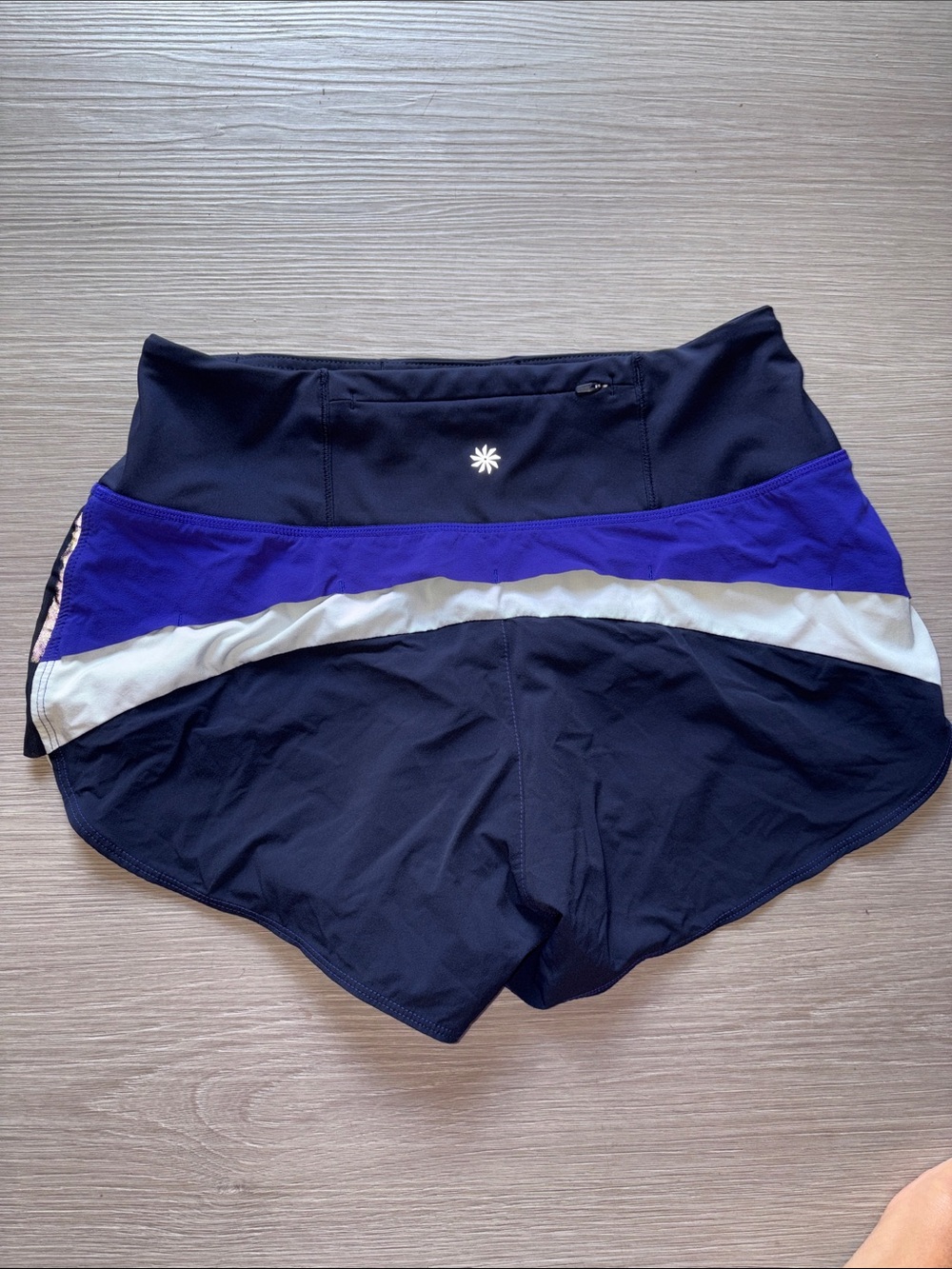 Women's Navy and Purple Athletic Shorts with White Accent